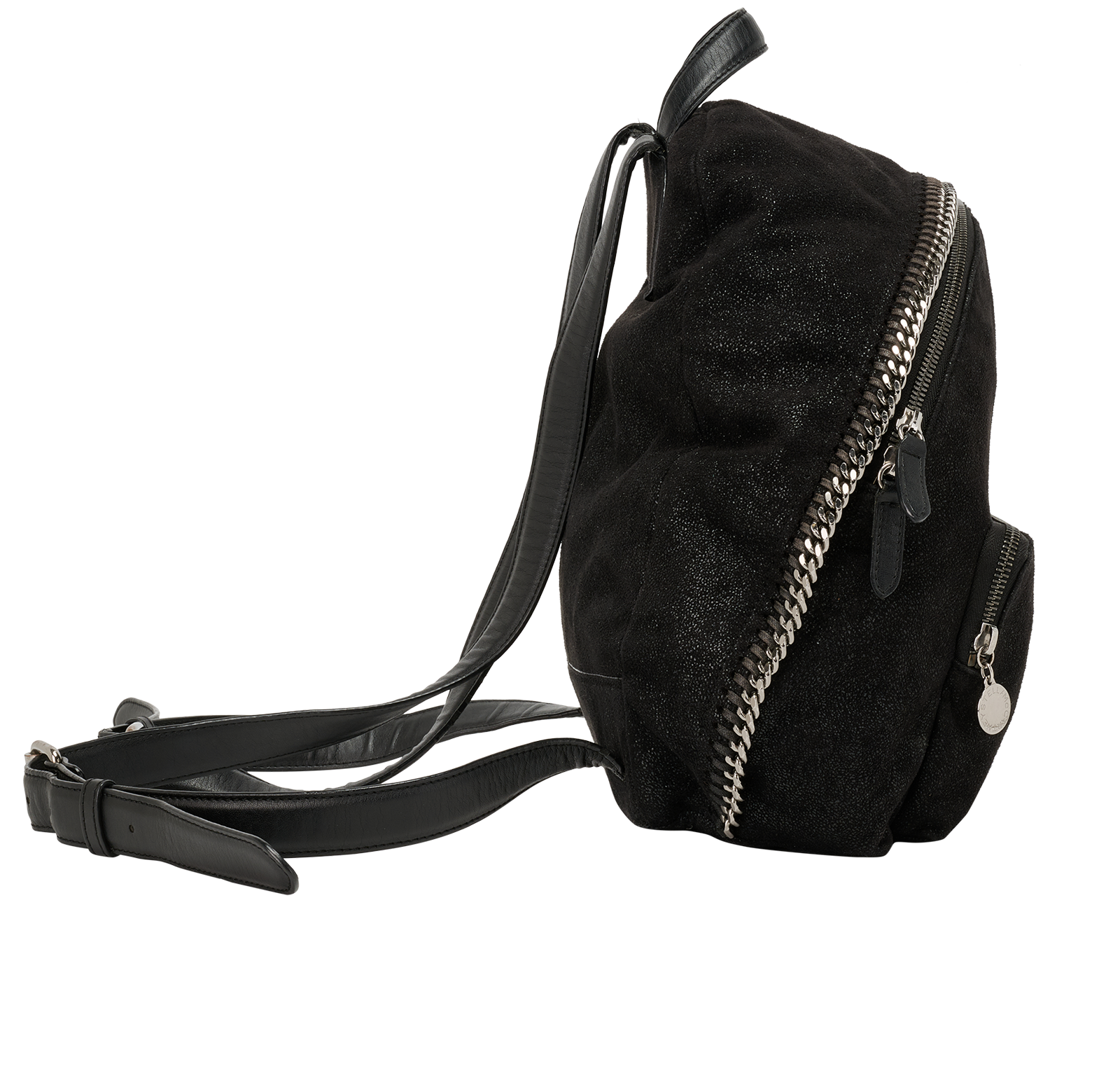 Mini Falabella Backpack, &pound;195, Handbags, Black, Faux Leather, Side view